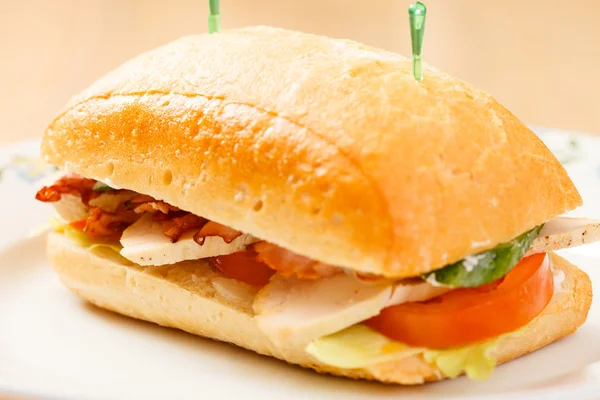 白色衬底上好吃的三明治 — 图库照片