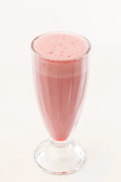 Glass of strawberry milk cocktail — Stock Photo, Image