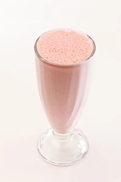 Glass of strawberry milk cocktail — Stock Photo, Image