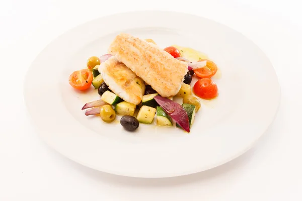 Sült hal zöldségekkel — Stock Fotó