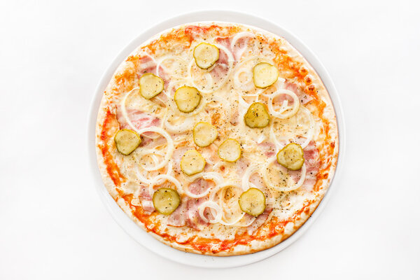 hot pizza on white plate