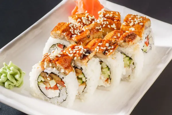 Sushi rolls with eel — Stock Photo, Image