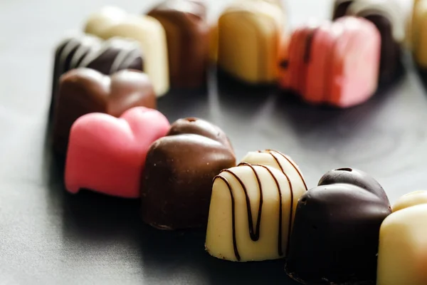 Chocolate candies hearts — Stock Photo, Image