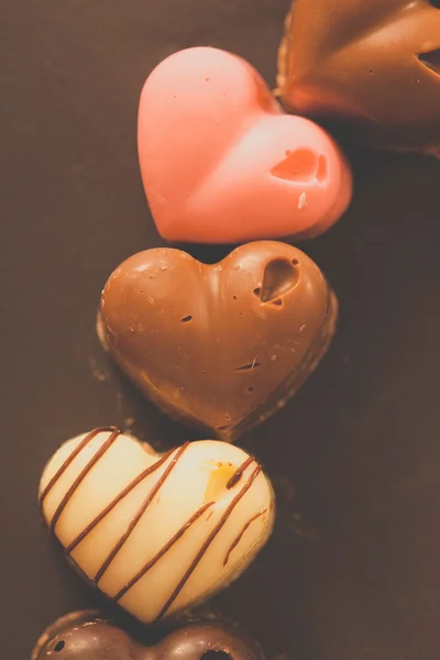 Bonbons au chocolat coeurs — Photo