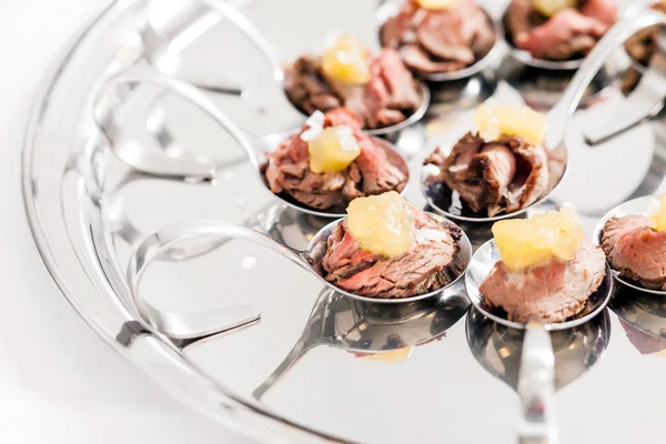 Canapes with meat food — Stock Photo, Image