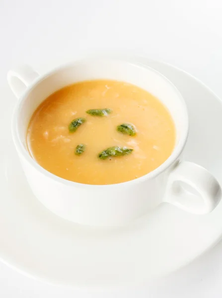 Σούπα με κρέμα γάλακτος στο πιάτο — Φωτογραφία Αρχείου