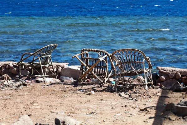 Krzesła na plaży w Egipcie — Zdjęcie stockowe