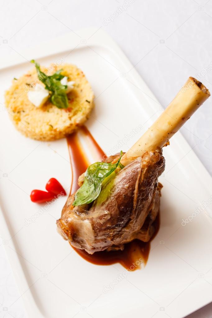Veal chop with rice