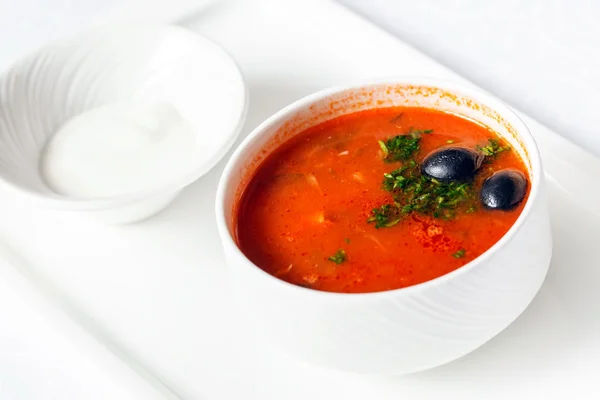 Suppe Soljanka im Teller — Stockfoto