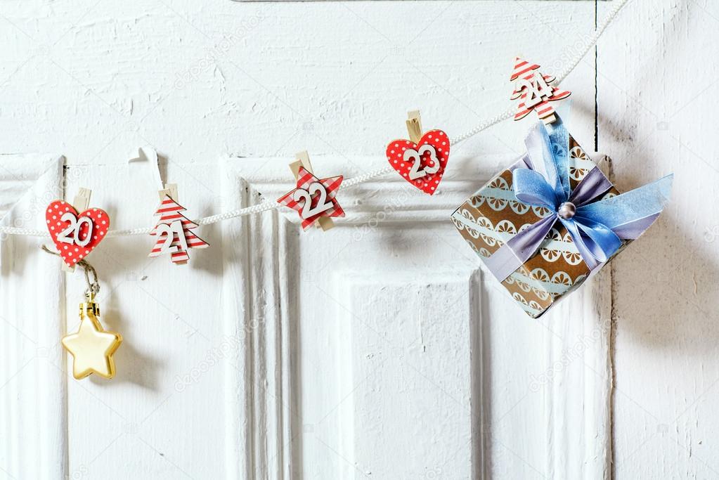 Christmas garland decoration on door