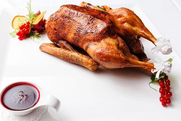 Roasted turkey with apples — Stock Photo, Image