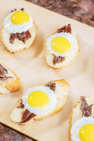 Tasty canapes with egg Royalty Free Stock Photos