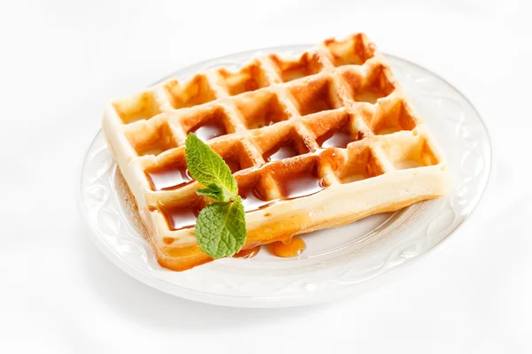 Bélgica waffle con mermelada — Foto de Stock