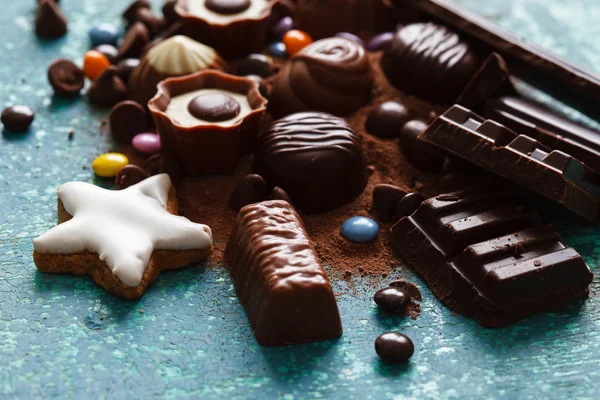 Czekoladowe słodycze i cukierki — Zdjęcie stockowe