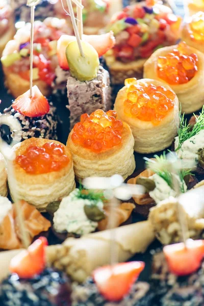 Sabroso conjunto de canapés — Foto de Stock