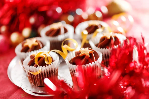 Christmas butter cream cupcakes — Stock Photo, Image