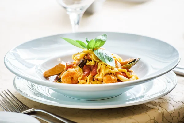 Seafood pasta on plate — Stock Photo, Image