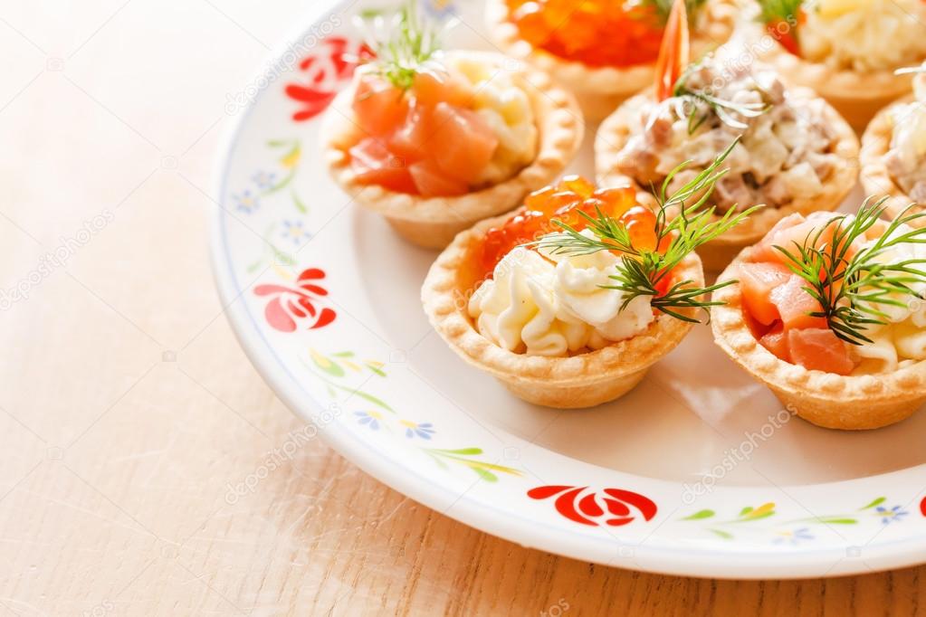 red caviar canapes