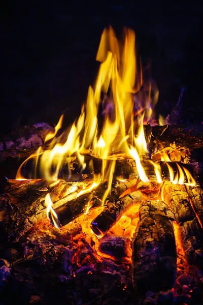 Queimando fogo na noite — Fotografia de Stock