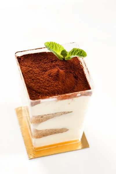 Tiramisu cake with mint — Stock Photo, Image