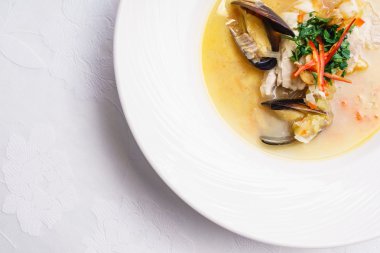 Deniz mahsulleri çorbası plaka