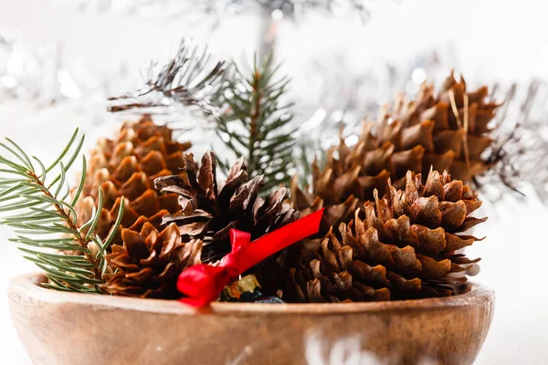 Christmas decorations with cones — Stock Photo, Image