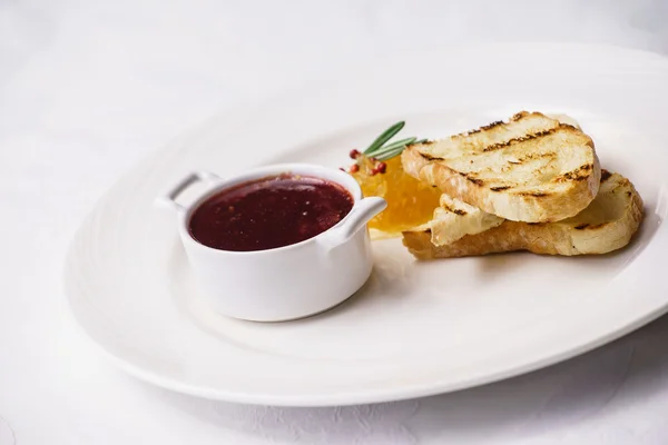 Delicious pate with toasts — Stock Photo, Image