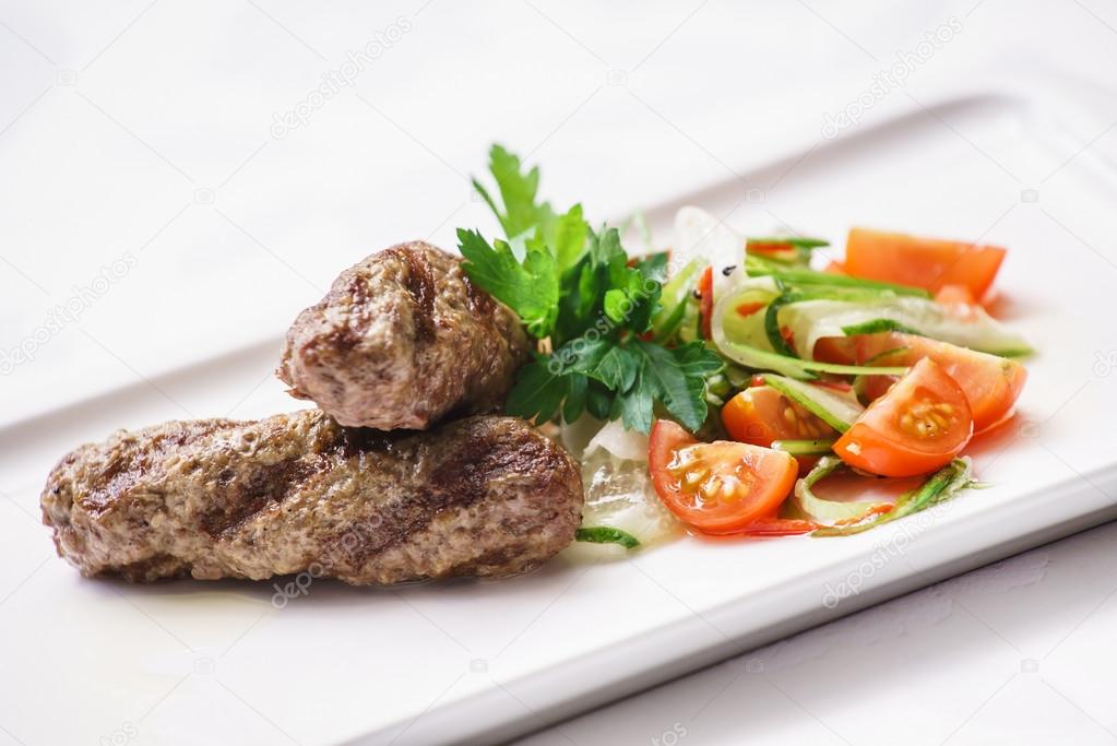 kebab with vegetables salad