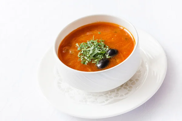 Bowl of Soup solyanka — Stock Photo, Image