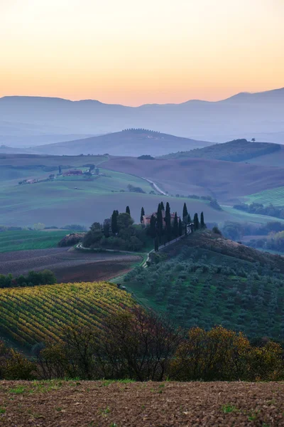 Tuscany zonsondergang landschap — Stockfoto