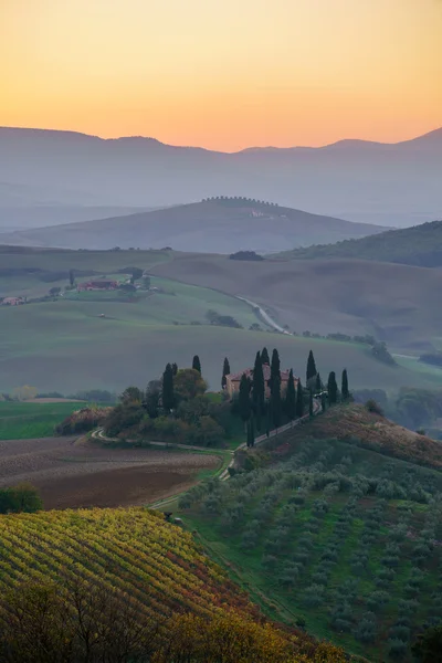 Tuscany zonsondergang landschap — Stockfoto