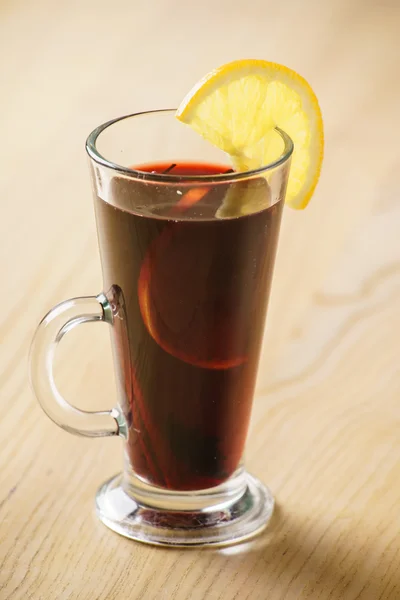 Mulled wine in glass on white — Stock Photo, Image