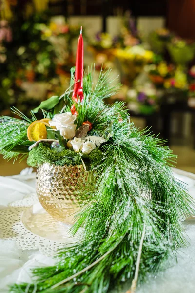 Decoración de Navidad con vela —  Fotos de Stock