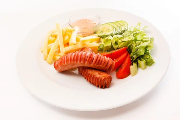 Tasty breakfast with french fries — Stock Photo, Image