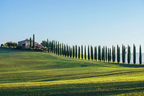 Tuscany krajobraz z domu — Zdjęcie stockowe