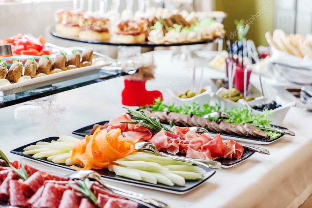 Snacks on catering table