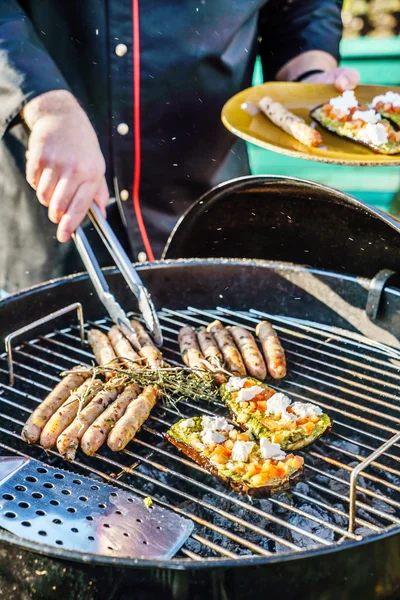 Cooking grilled food — Stock Photo, Image