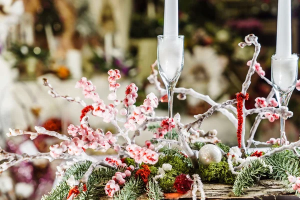Christmas decorations with candles — Stock Photo, Image
