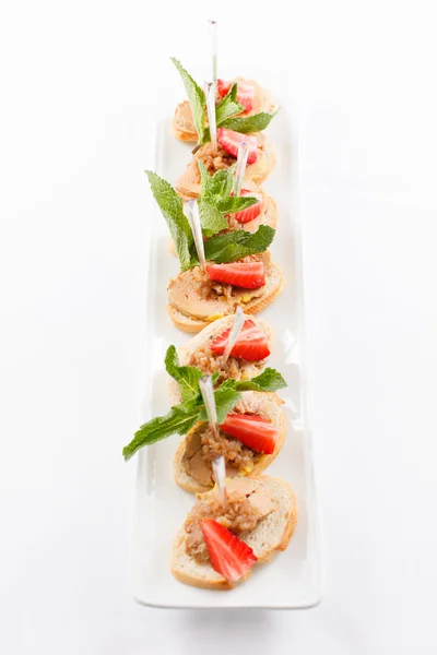 Appetizer with strawberries on white — Stock Photo, Image