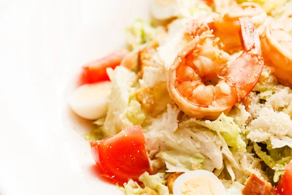 Salat mit Garnelen auf Teller — Stockfoto