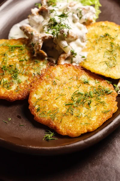 Potato pancakes with meat — Stock Photo, Image