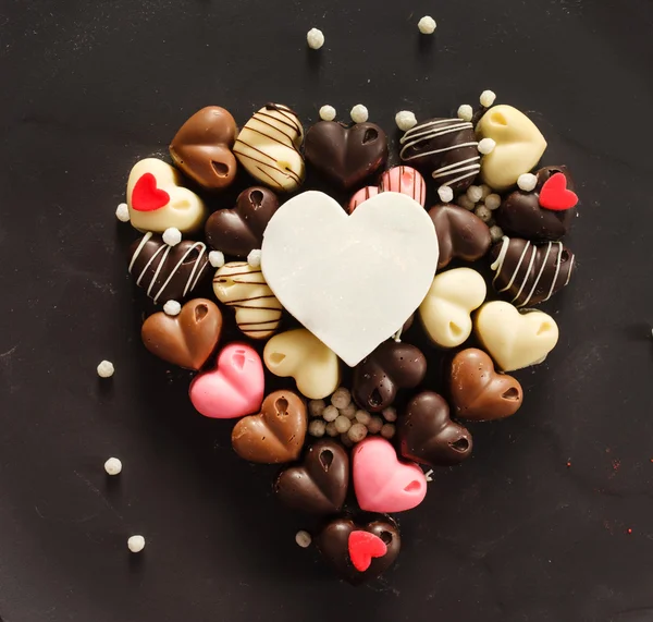 Bonbons au chocolat doux coeurs — Photo