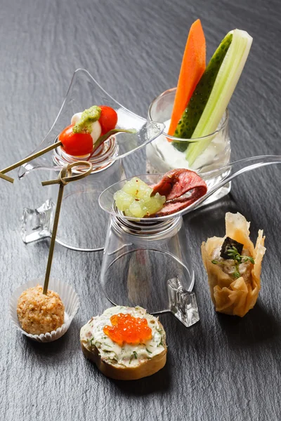 Tasty canape and appetizers — Stock Photo, Image