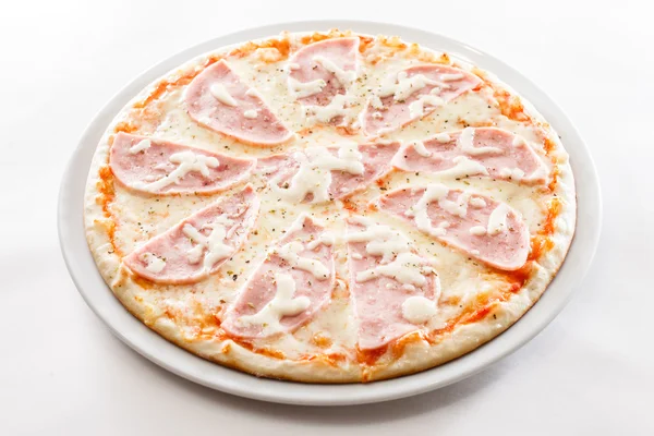 Tasty pizza on white — Stock Photo, Image