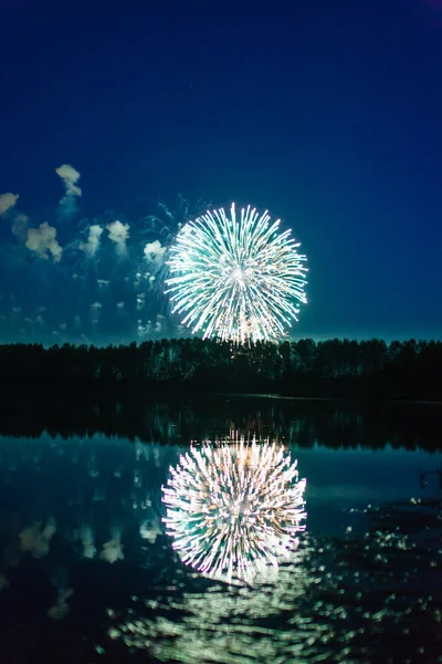 Bright firework under river — Stock Photo, Image