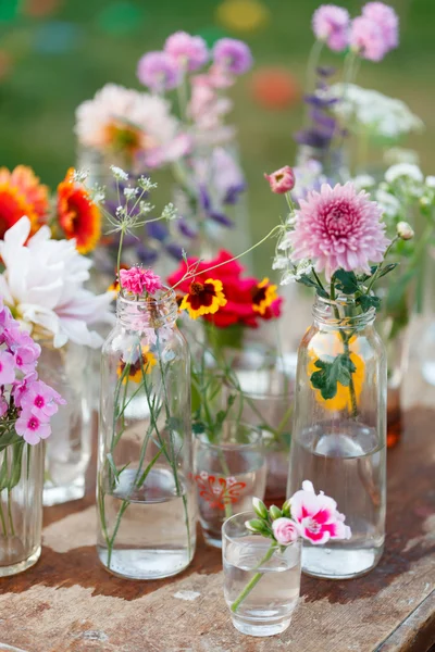 Bonitas flores en botellas — Foto de Stock