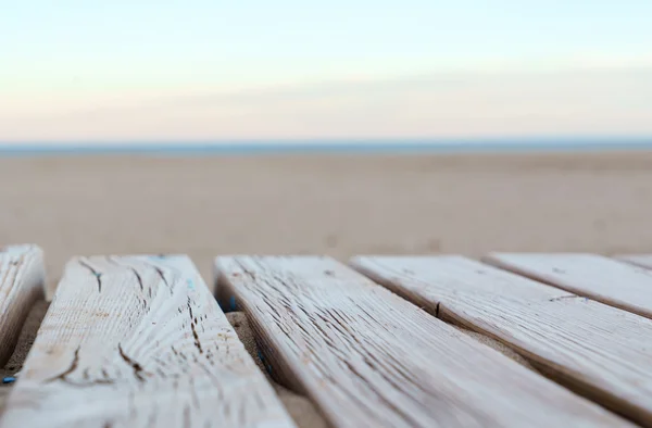 Trä eller golv på stranden — Stockfoto