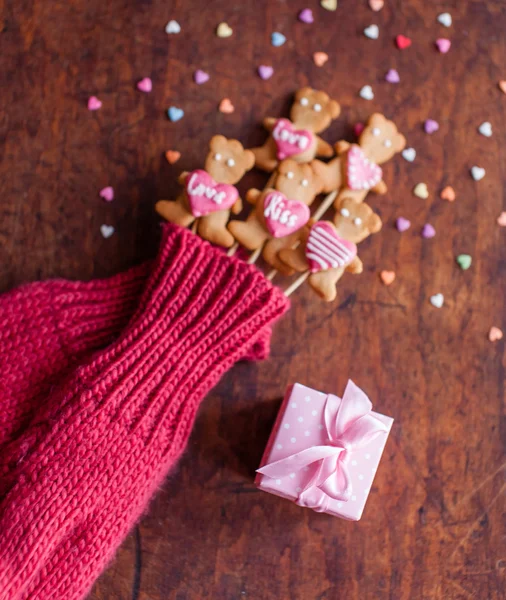 Cookies voor dag van de Valentijnskaart — Stockfoto