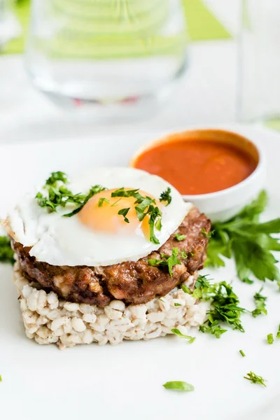 Breakfast with beef and egg — Stock Image Breakfast with beef and egg Royalty Free Stock Images