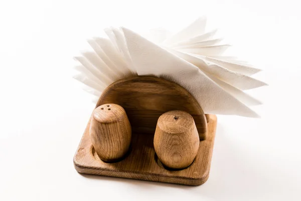 Wooden salt and pepper shakers — Stock Photo, Image